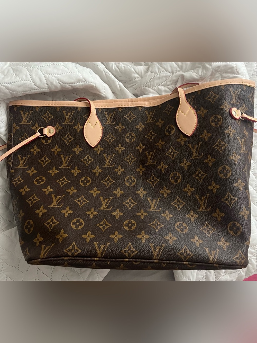 Source Unknown Brown Monogram Canvas Tote with Natural Trim - Picture 2 of 10